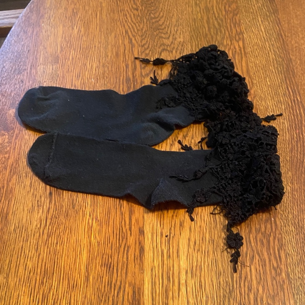 Elegant Black Lace Trim Socks